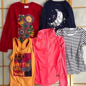 Girls sz Medium Shirt Longsleeve Bundle Hanna Andersson Cat‎ & Jack Under Armour